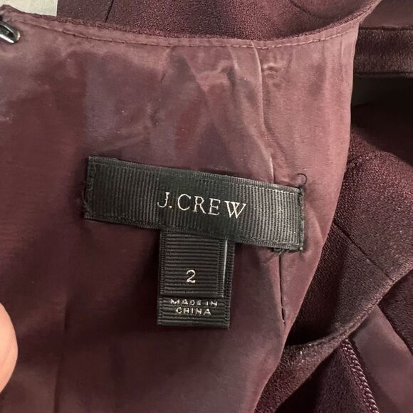 J. Crew Women's Sleeveless Belted Burgundy Sheath Wool Mini Dress Size 2 - Picture 8 of 11